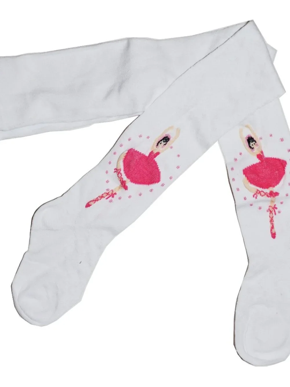 Girls Ballet Footed Knit Tights Socks White